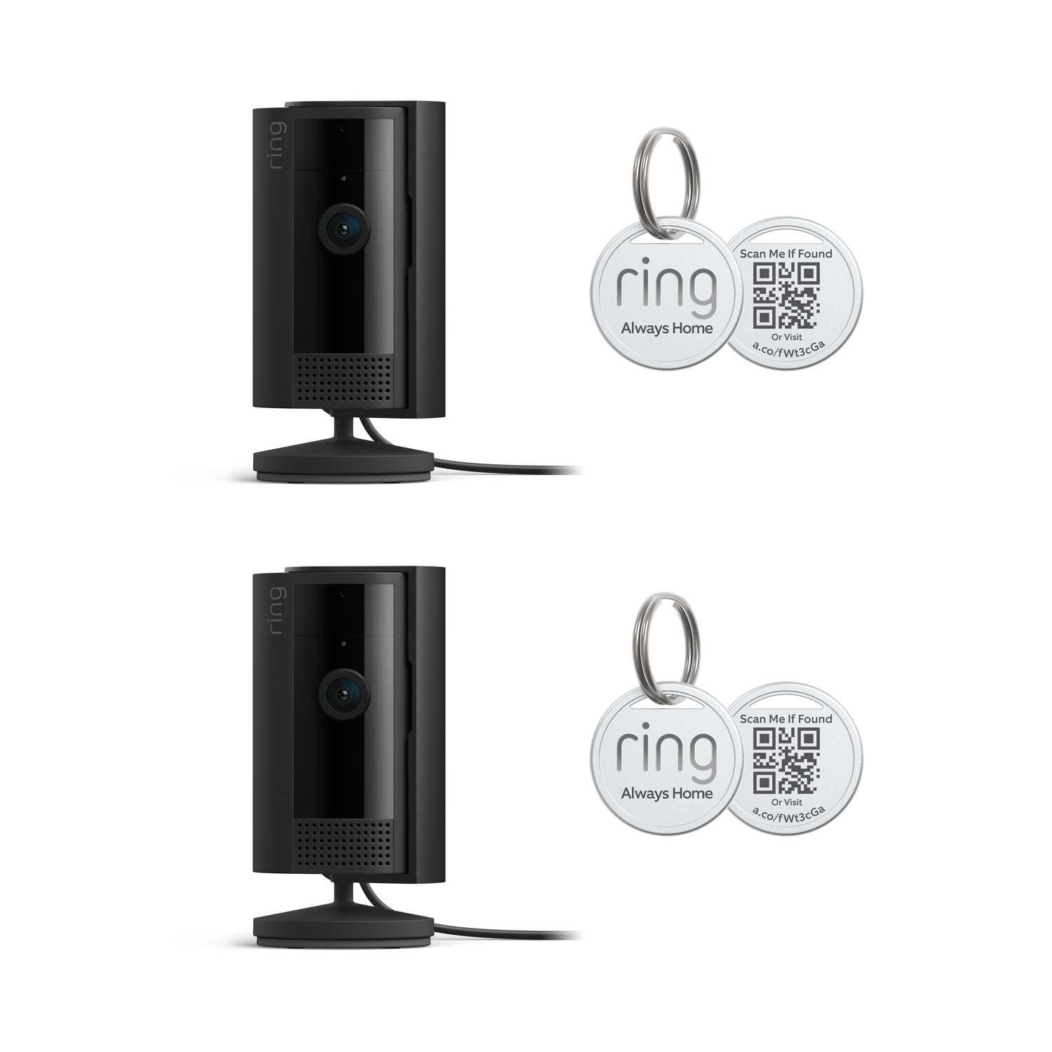 Black: 2-Pack Indoor Cam (Naboom) + 2-Pack Pet Tag (Ibex)