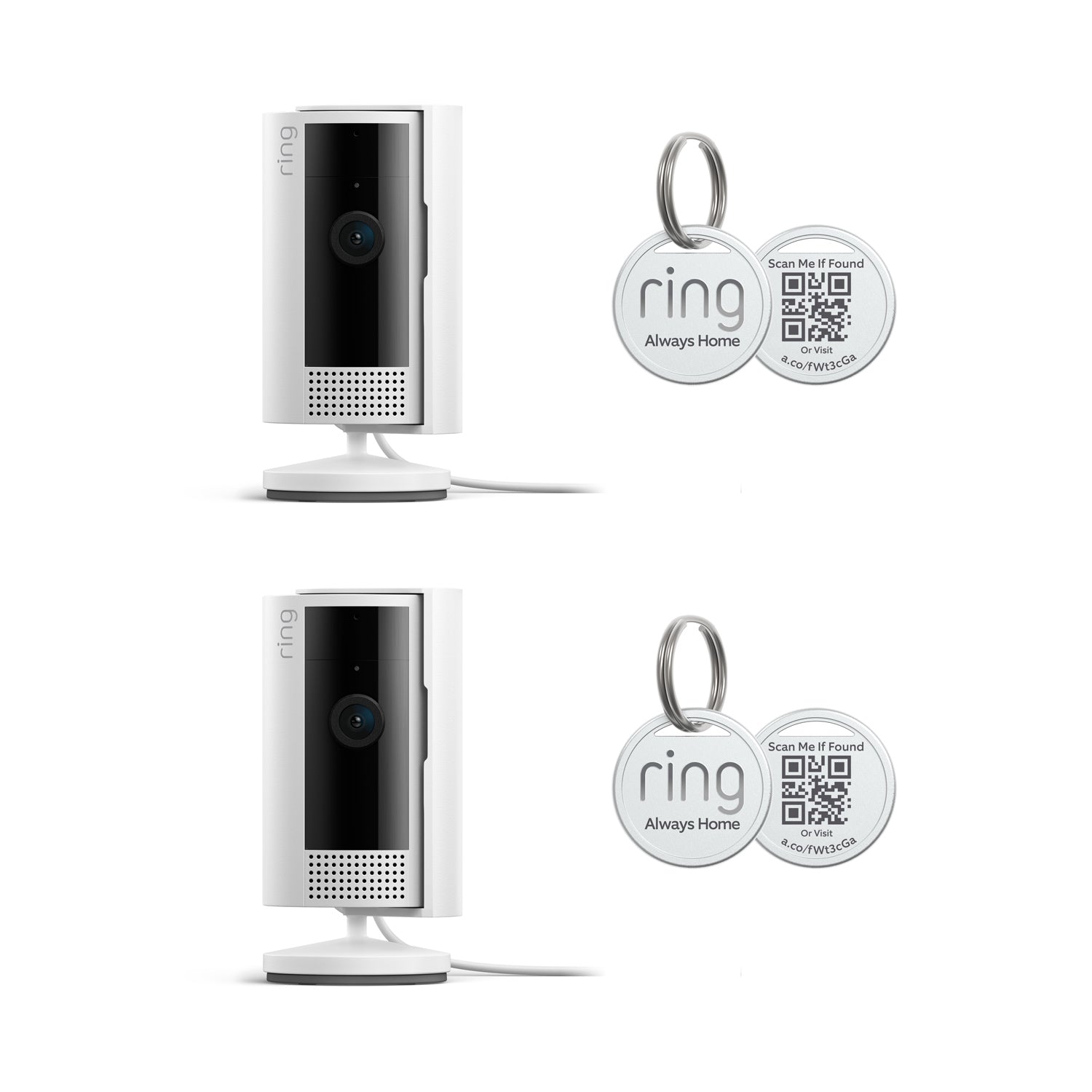 White: 2-Pack Indoor Cam (Naboom) + 2-Pack Pet Tag (Ibex)