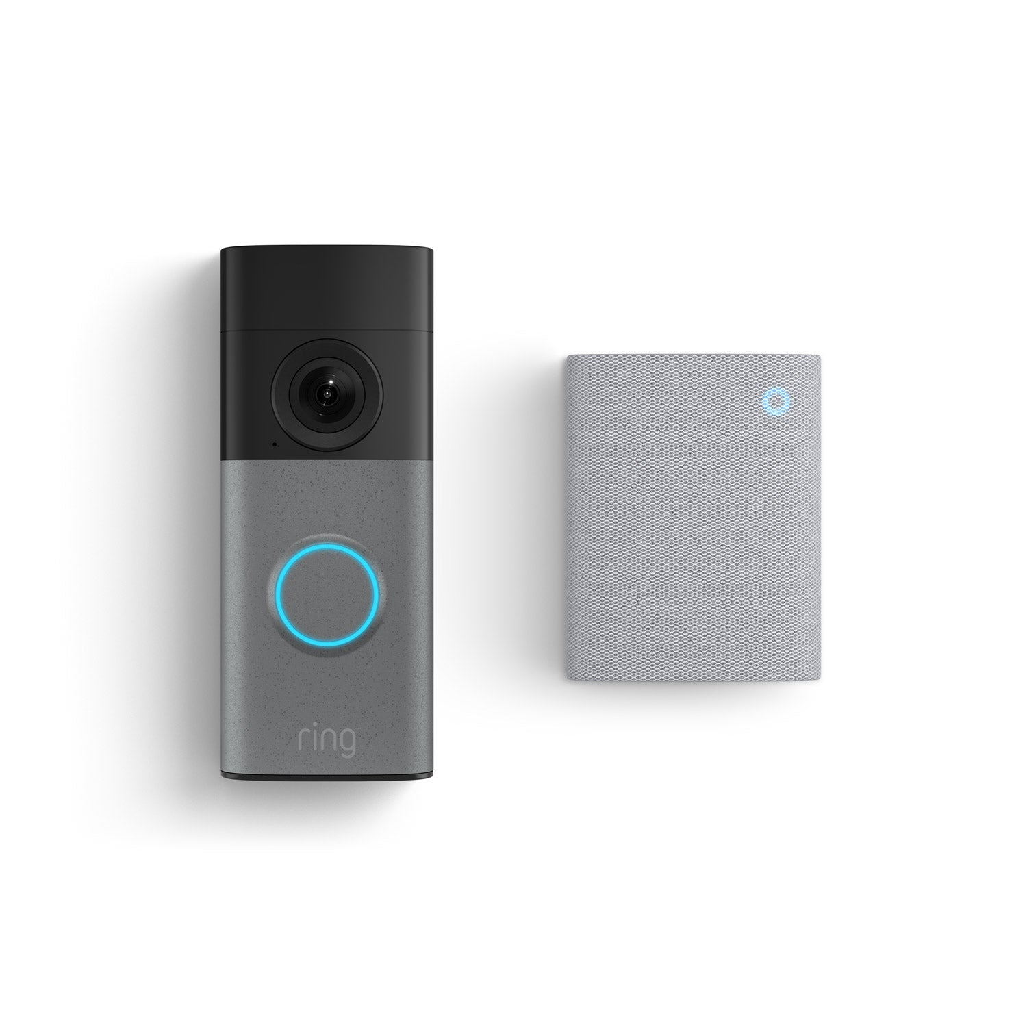 Wired Doorbell (2nd Gen) with white Chime (3rd Gen) shown on a white background.