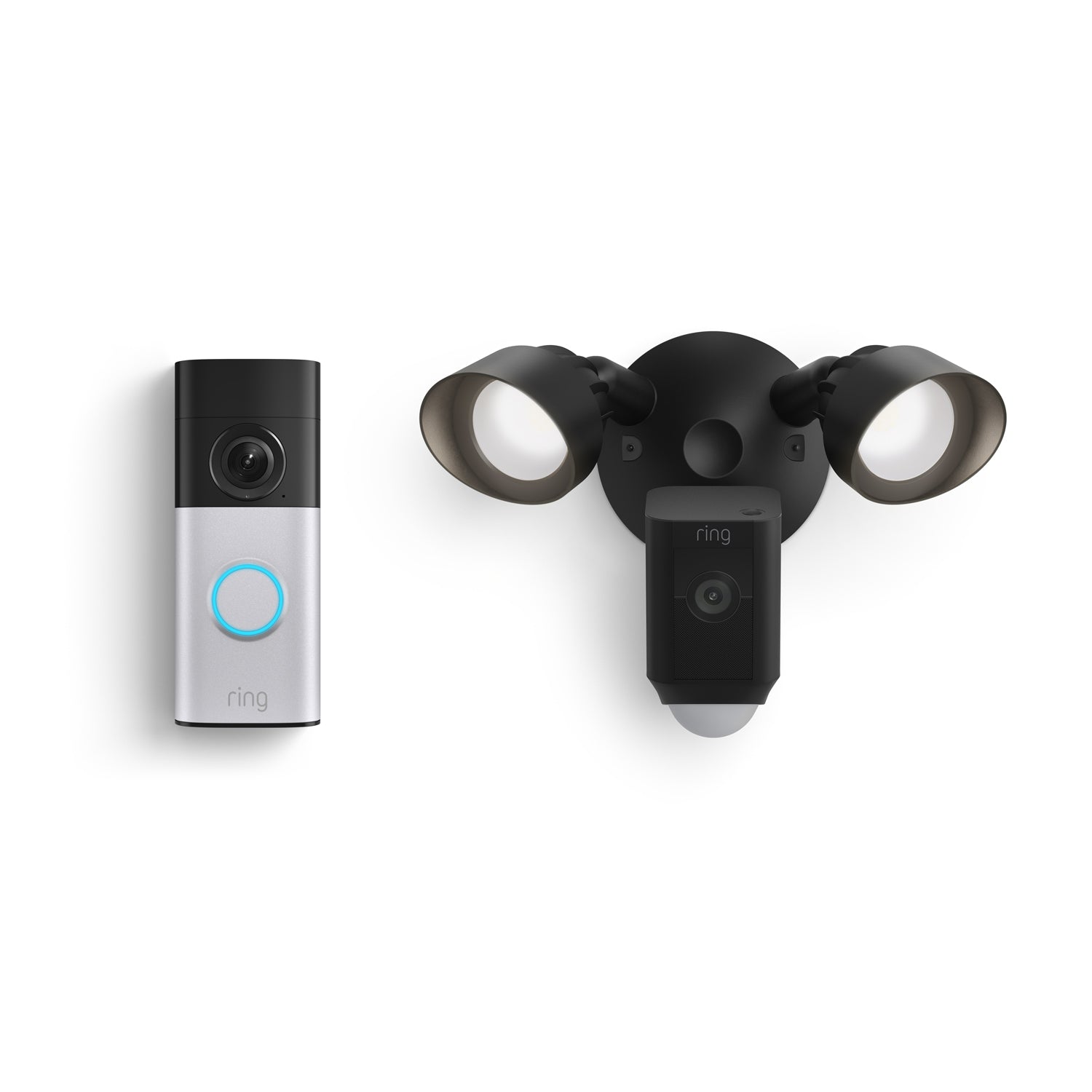 Black:Wired Doorbell Plus (2nd Gen) + Floodlight Cam Plus