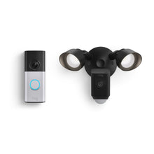 Black:Wired Doorbell Plus (2nd Gen) + Floodlight Cam Plus