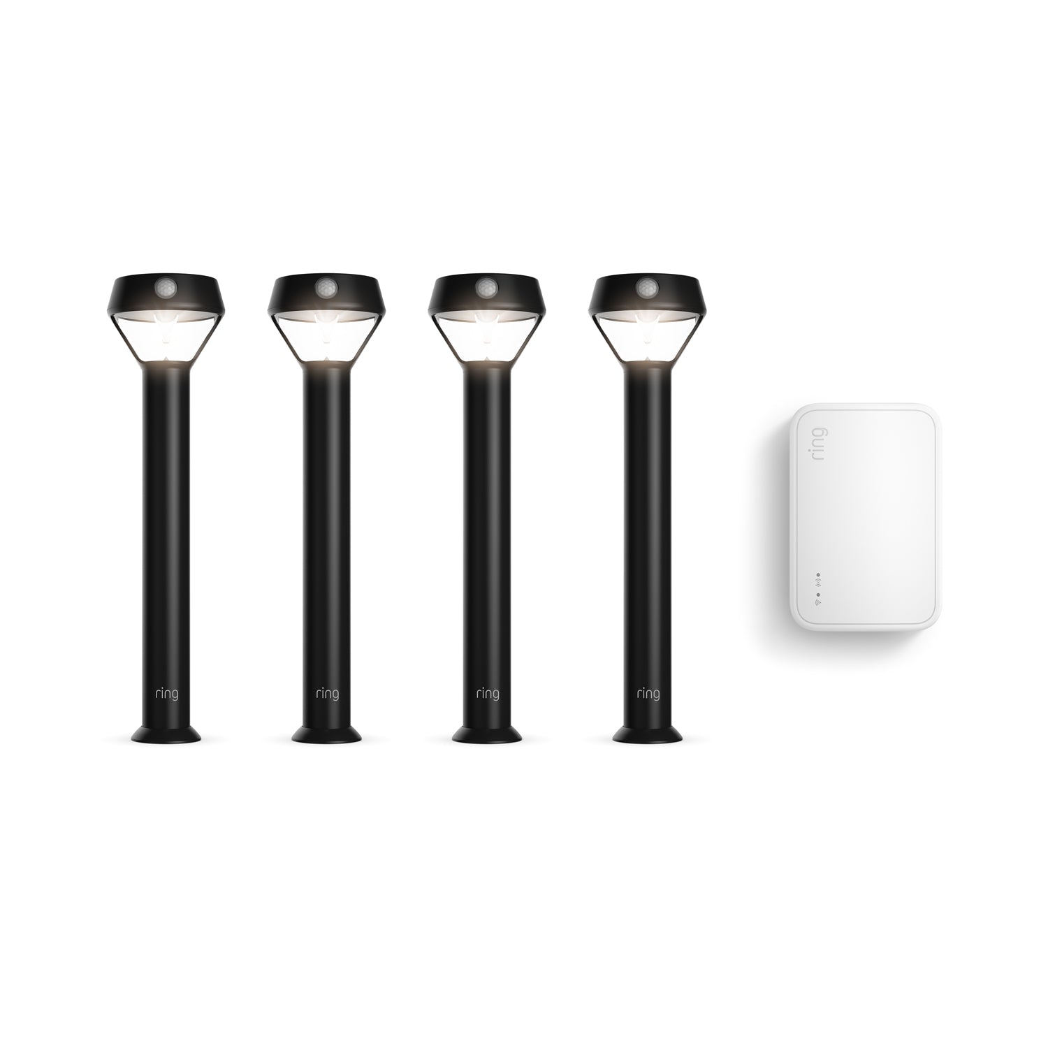 Black:Smart Lighting Solar Pathlight 4-Pack + Bridge (2nd Gen)