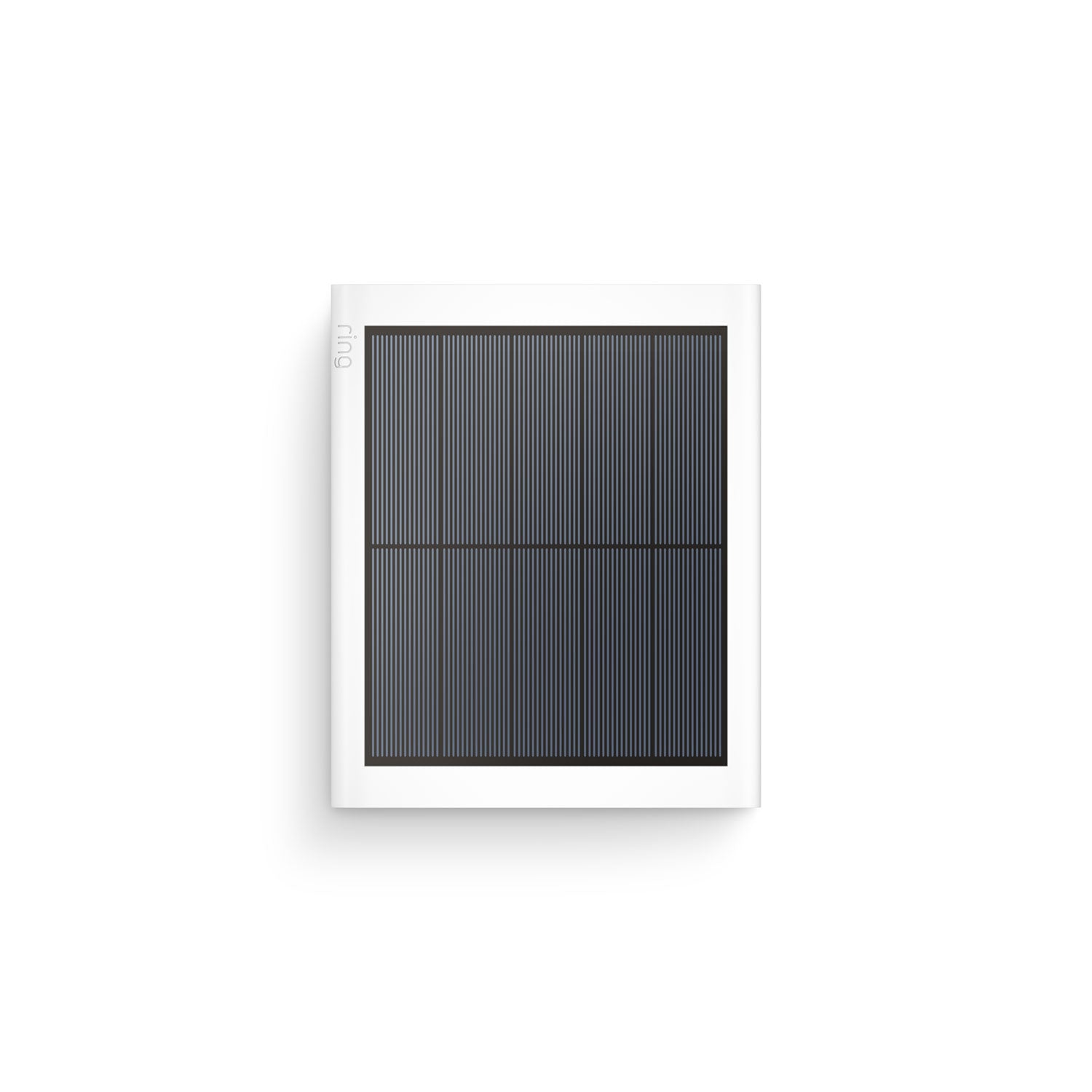 Small rectangular solar panel with a white frame and dark grid cells, shown front-facing on a plain white background.
