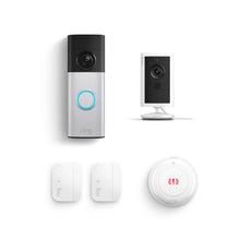 White:Battery Doorbell 2K Plus + Indoor Cam 4K + 2 Window & Door Sensors + Panic Button.