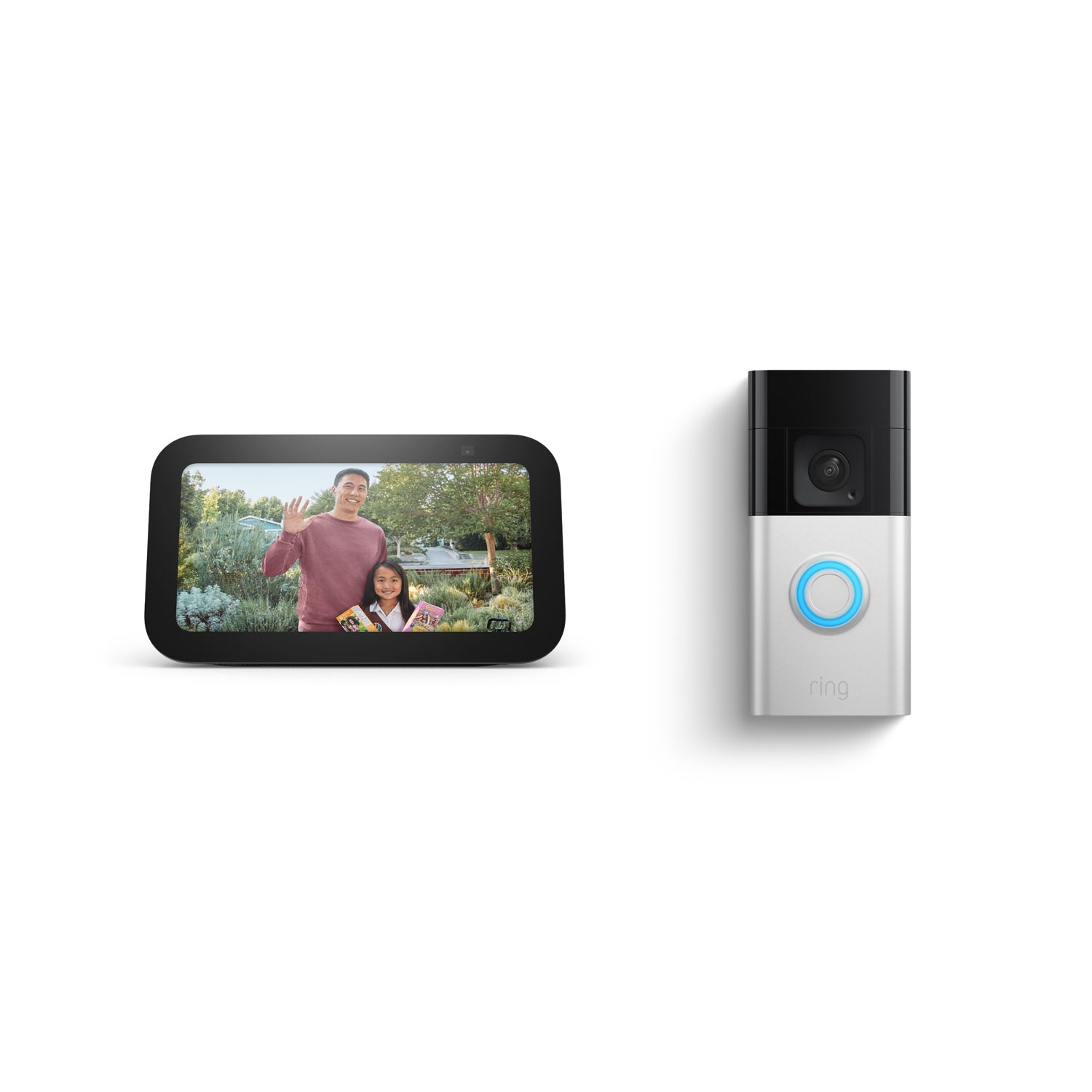 Satin Nickel + Charcoal:Battery Doorbell Plus with Echo Show 5 (3rd Gen)