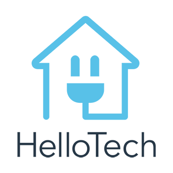 HelloTech logo for battery device installation service.