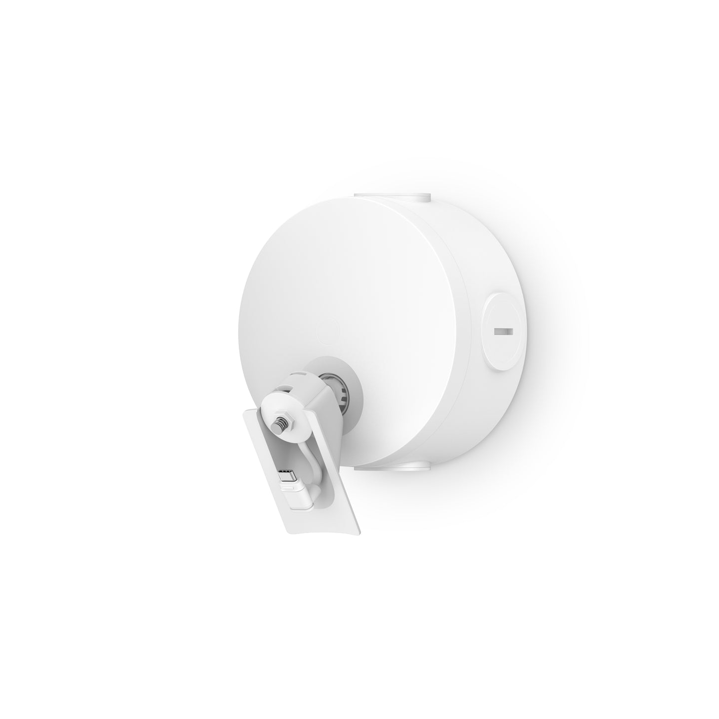 White: POE+ adapter and wall mount cover shown with a Ring security camera against a white background.