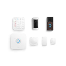 Venetian Bronze + White:Battery Doorbell + Outdoor Cam Plus Battery + Alarm 5-Piece Security Kit