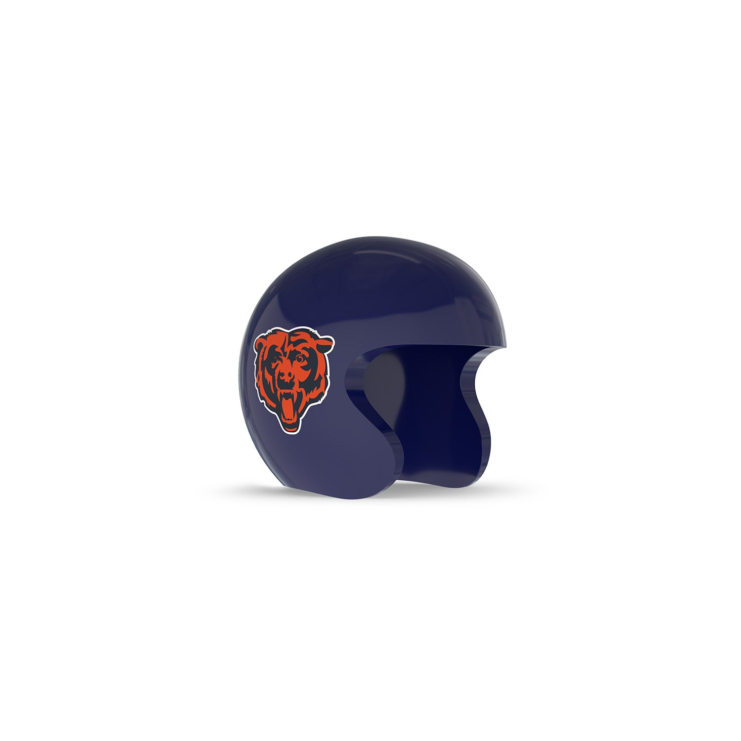 Dark blue football helmet with an orange bear logo on the side, shown against a white background.