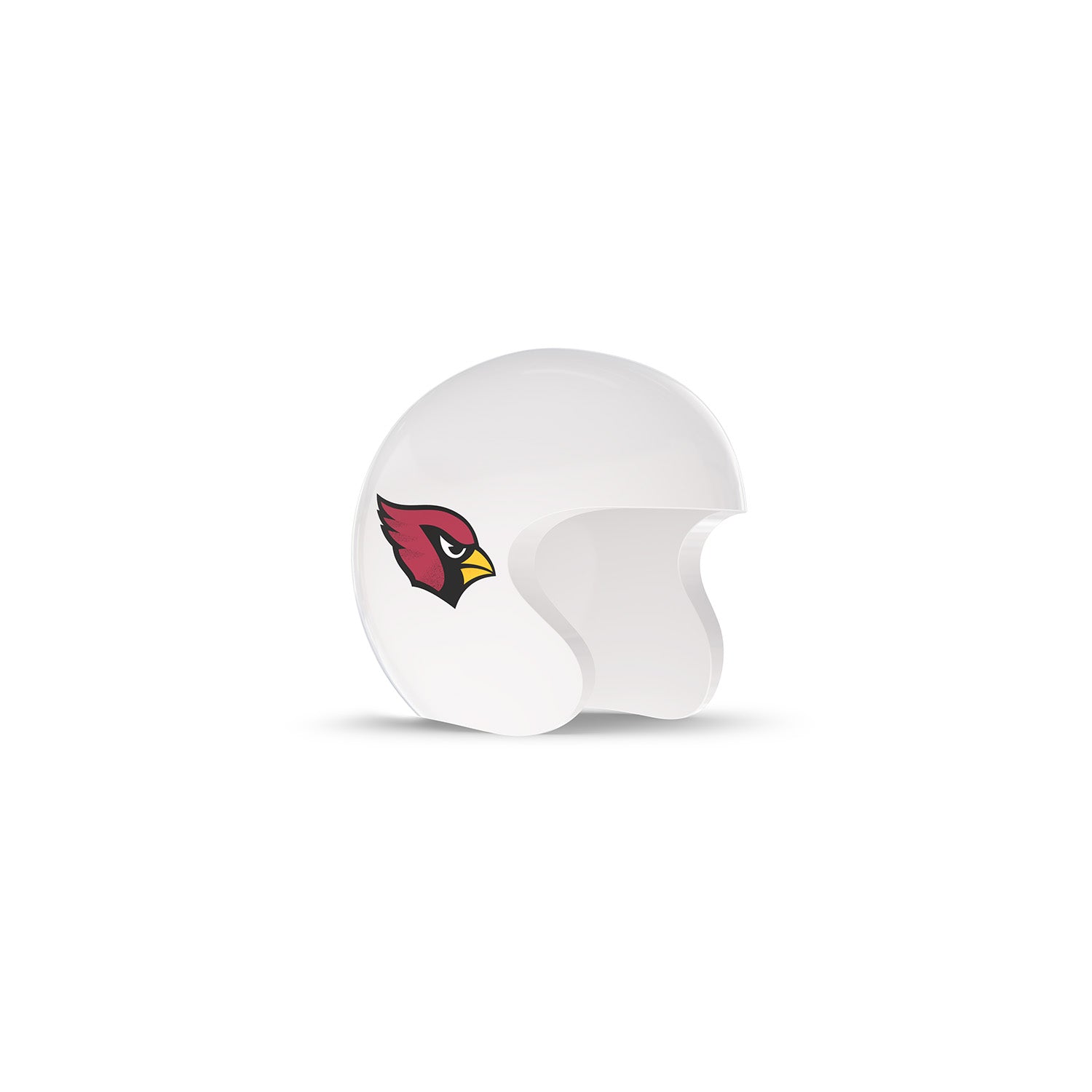 White football helmet with a red cardinal bird logo on the side, shown on a clean white background.