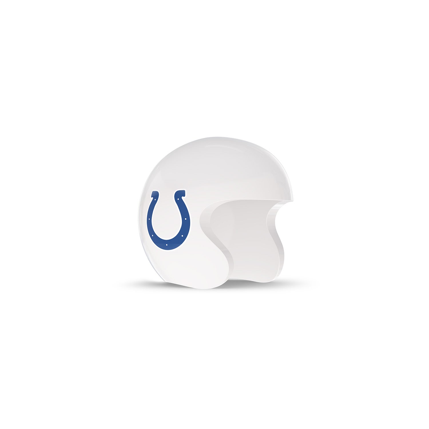 White football helmet with a blue horseshoe logo on the side, shown on a plain white background.