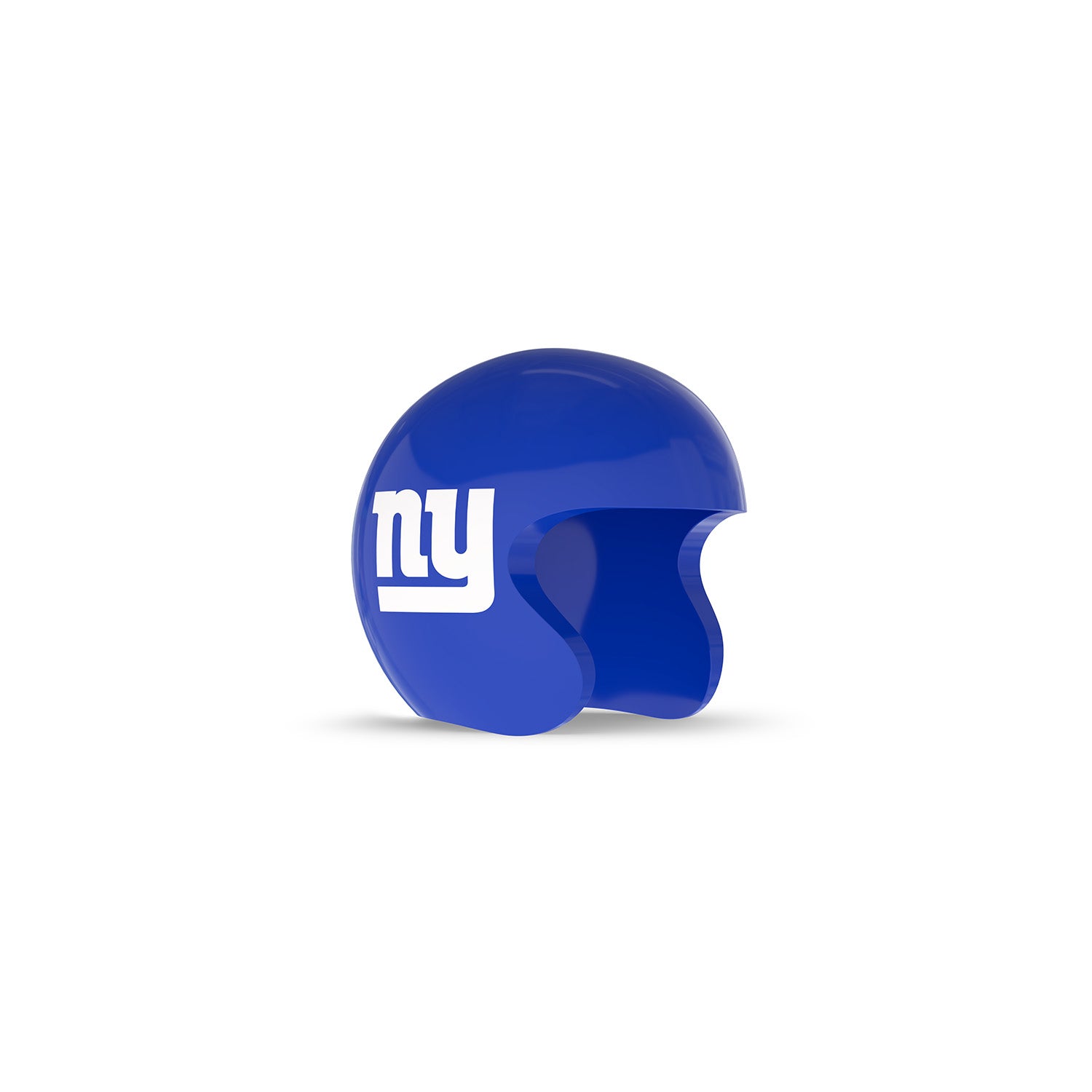 Blue football helmet with white “ny” logo on the side, open-face design, shown on a white background.
