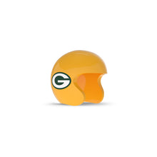 Yellow football helmet with green “G” logo on the side, open-face style, centered on a white background.