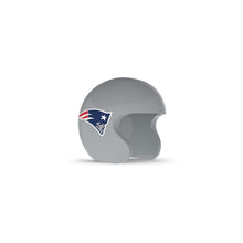 Gray football helmet with a stylized blue, red, and white patriot logo on the side, shown on a white background.