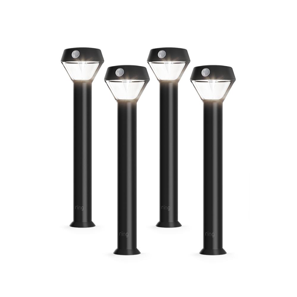 Solar / Black / 4-Pack:Smart Lighting 4-Pack Solar Pathlight