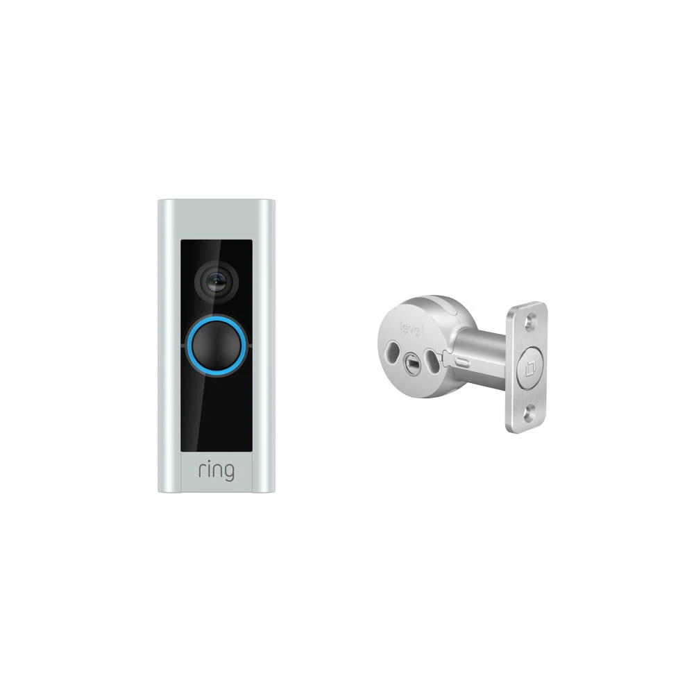 Satin Nickel:Wired Doorbell Plus (Video Doorbell Pro) and Level Bolt