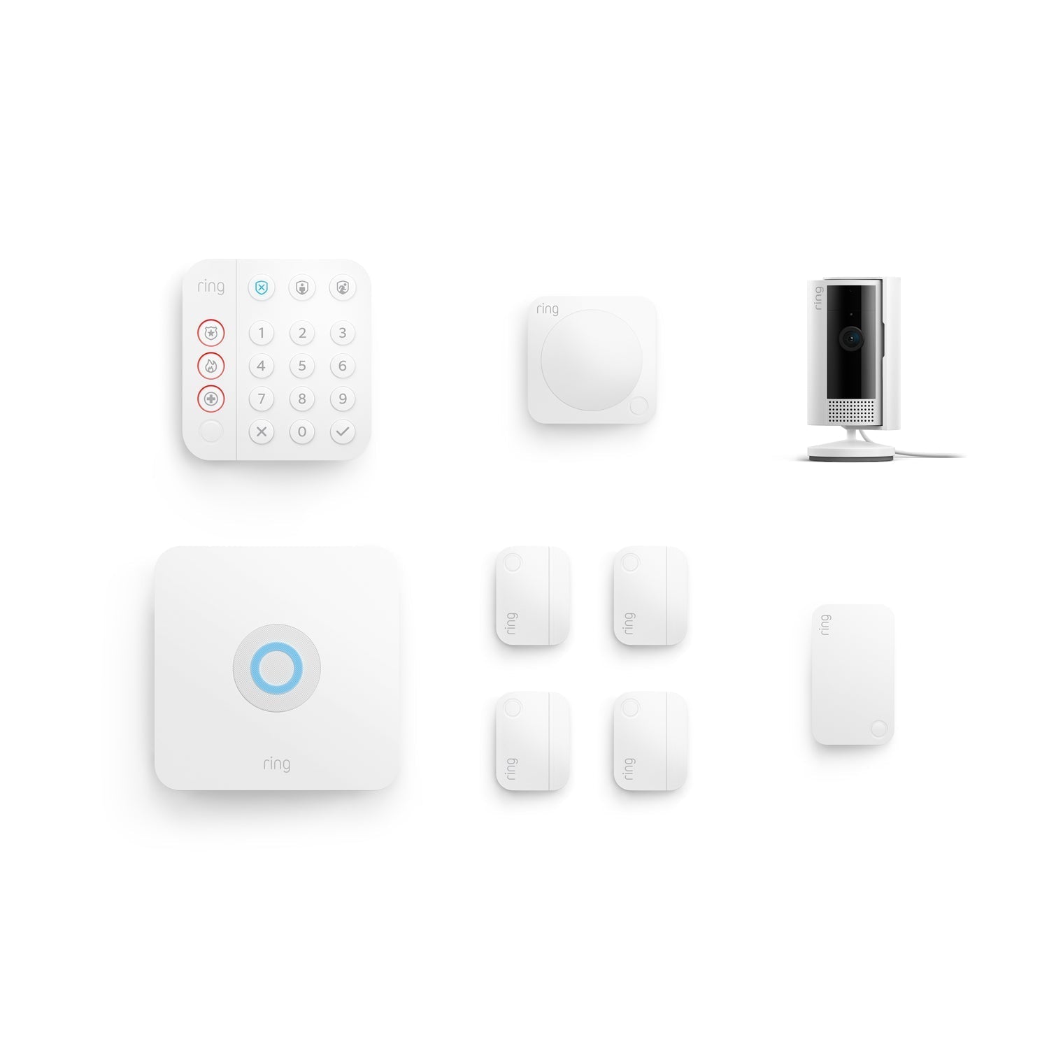 White:8-Piece Alarm Security Kit + Indoor Cam (2nd Gen)