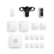 Black:Alarm 14 Piece Security Kit + Wired Doorbell Pro (Video Doorbell Pro 2) + Floodlight Cam Wired Plus