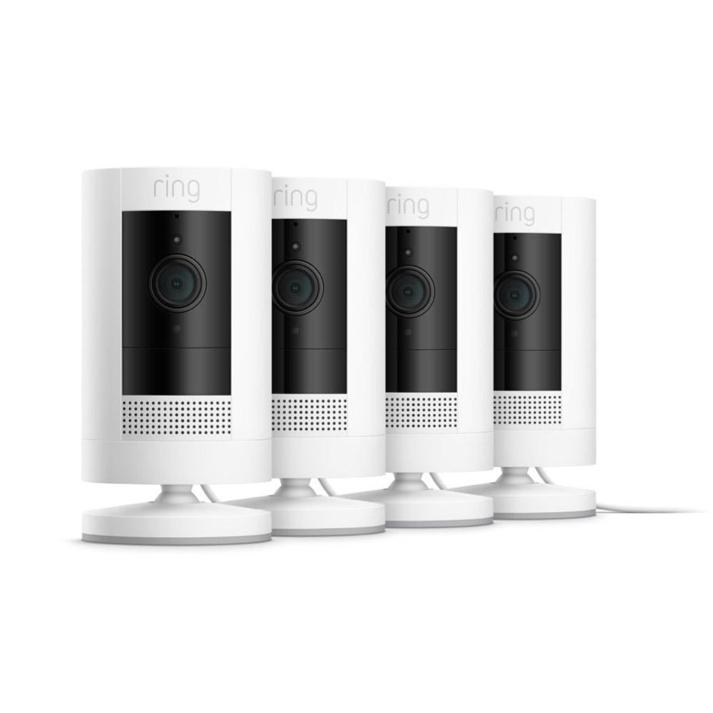Plug-In / 4-Pack / White:Outdoor Cam for Certified Refurbished